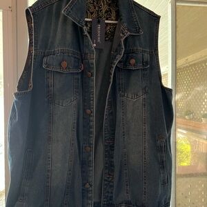 PRIJOUHE Denim Vest with Paisley Lining